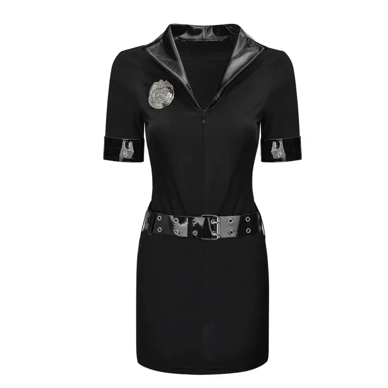 

S-XXXL Hot Sale Woman Sexy Police Costume Adult Cop Officer Uniform Halloween Policewomen Cosplay Fancy Dress