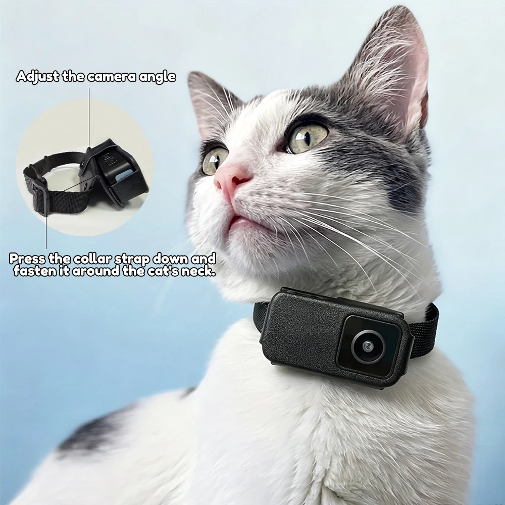 Outdoor Sport Camera - HD 1080P ペット用首輪カメラ 屋外用 ワイヤレス 猫用首輪カメラ