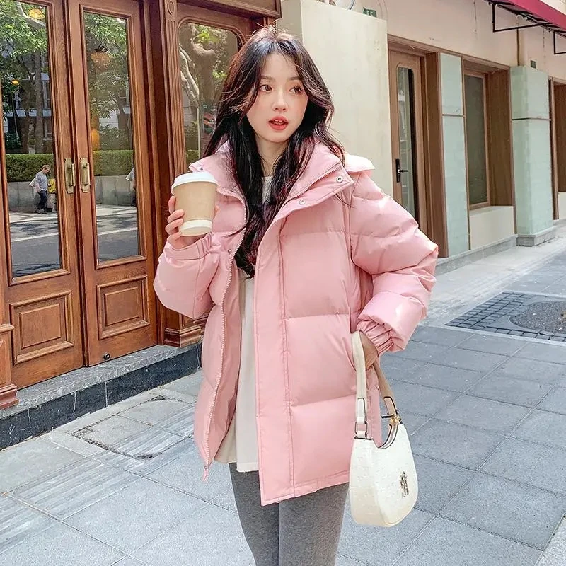 2024 New Women Loose Puffer Jacket Winter Korean Oversized Thickened Hooded Warm Parkas Female Snow Wear Coat Lady Padded Jacket