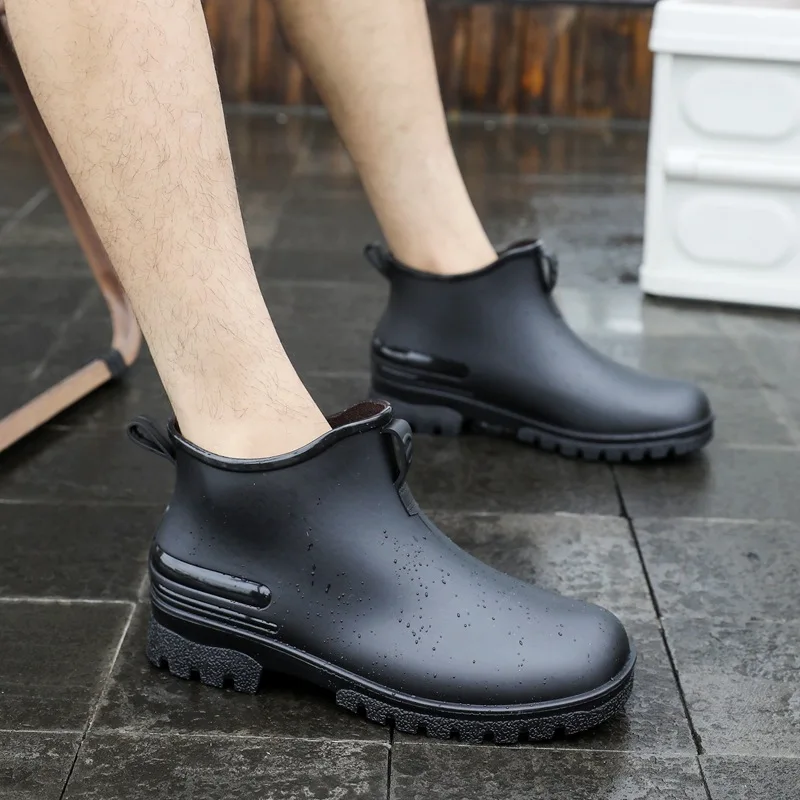 Zapatos de lluvia para hombre, botas de goma antideslizantes e impermeables, informales, sin cordones, con aislamiento, para jardín, novedad