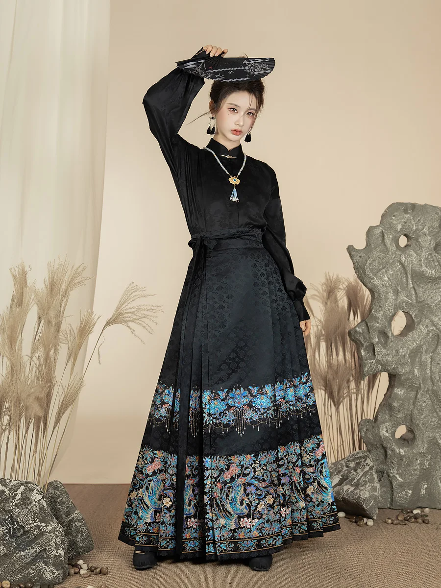 

Mamian Qun Skirt Chinese Style Ming Dynasty Ancient Costume Style Niche Retro Horse-Face Skirt Hanfu Women