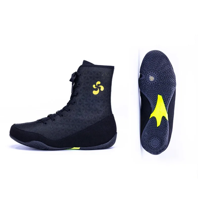 Men Women High-top Fitness Wrestling Shoes Professional Sanda Fighting Boxing Shoe Comfortable and Wear-resistant Sports Shoes