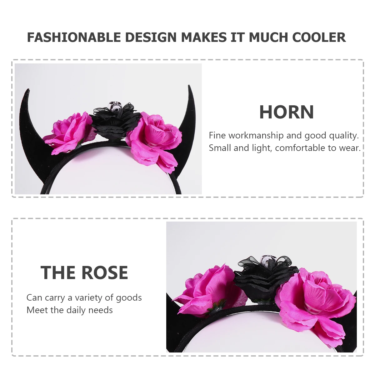 

Halloween Artificial Flower Horn Headb Hairb s Accessories Costume Rose Polyester Durable Comfortable Lightweight Stylish Design