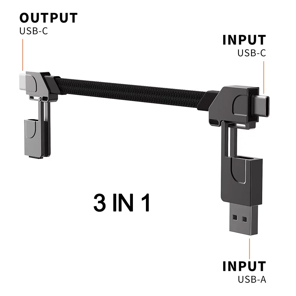 Multi Charging Cable Short for Travel Portable Magnetic Keyring 4 in 1 Fast Charger Cord PD 60W USB A/C to Type C for Phone Pads