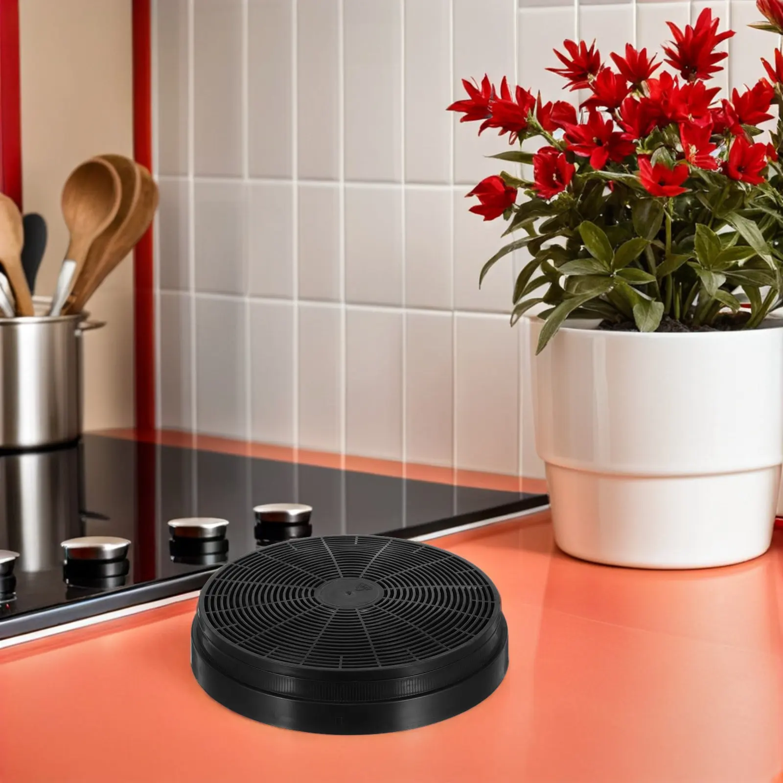 Activated Charcoal Range Hood Carbon Filter Circular 6.9 Grease and Odor Filter for Kitchen Exhaust Hood Washable Mesh