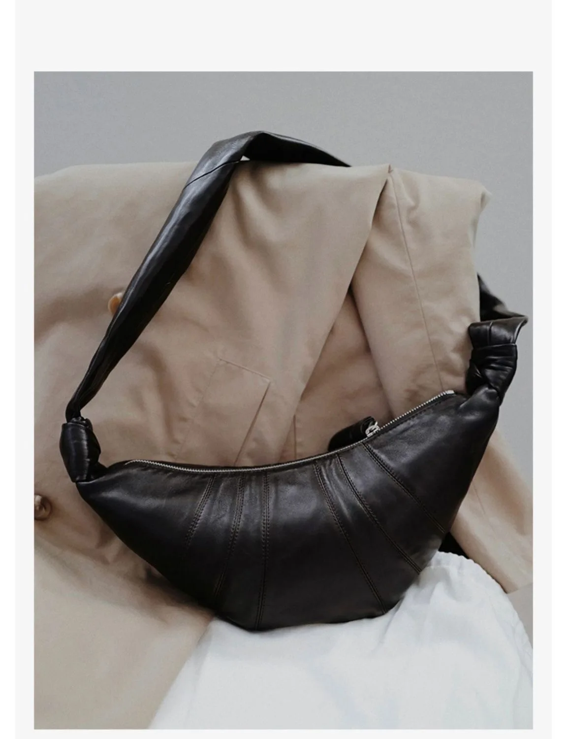 Ox horn bag new leather niche commuting versatile diagonal cross dumpling bag, simple and casual large capacity praiseworthy bag