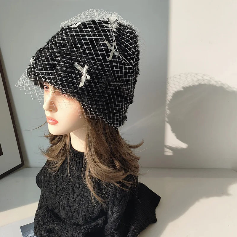 Hat VWomen Winter Knit Beanie Veil Warm Accessory For Cold Weather Autumn Sports Skiing Outdoor Holiday