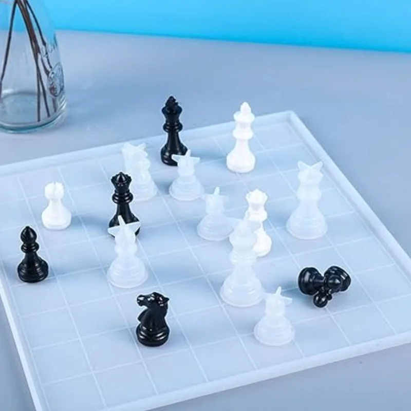 DIY Crystal Drop Glue 3D Chess Chess Checkerboard Epoxy Resin Silicone Mold