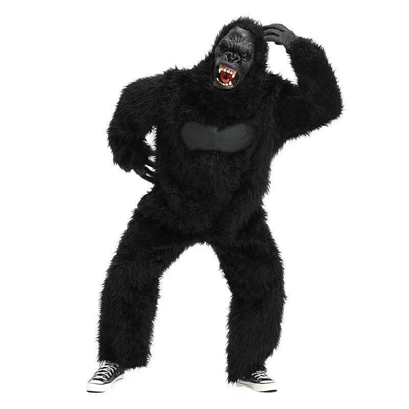 

FC6Animal Gorilla Cosplay Costume Animal Black Plush King Kong Jumpsuit Full Set Costumes Halloween Carnival Party Outfits@FC8！