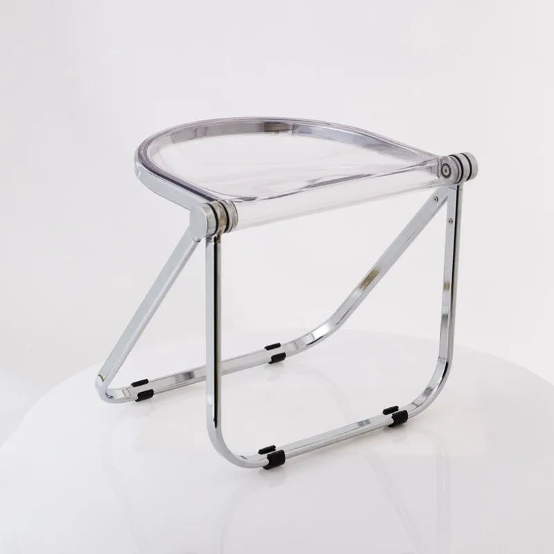 

Modern Simple Home Dining Chair Foldable Portable Transparent Stool Coffee Shop Creative Plastic Crystal Chair