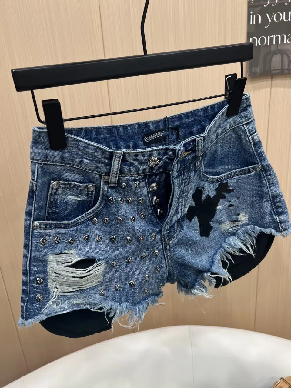 

Beading Irregular Stretch Hole Short Pants Jeans Women Hipster Sexy Y2k Low Waist Straight Denim Shorts 2025 Streetwear Denims