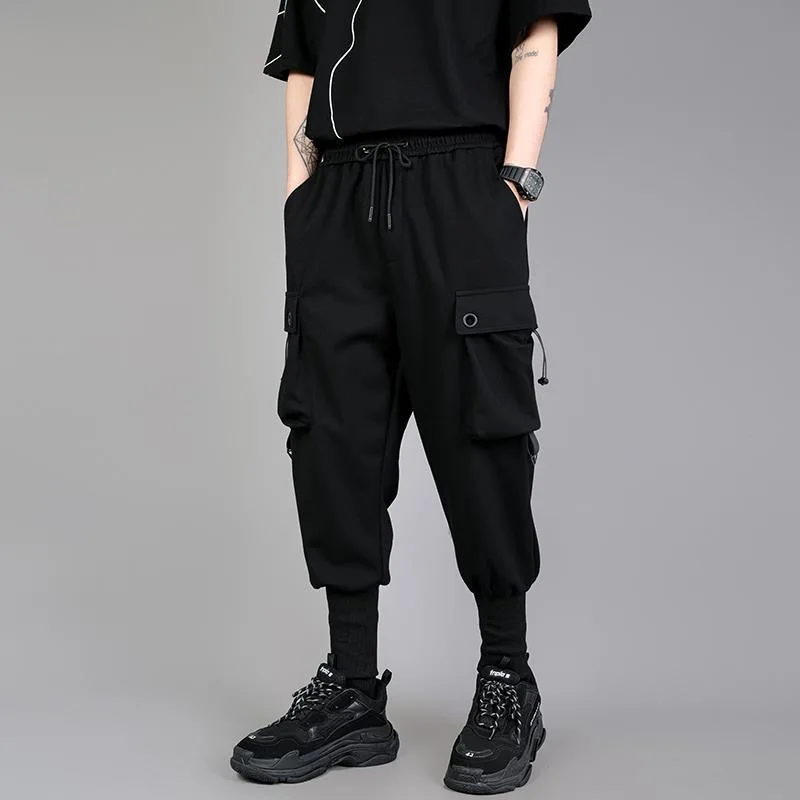 

Spring Summer Fashion Casual Pans for Men Streetwear Solid Cargo Pants Elastic Waist Men's Joggers Hip Hop Sweatpants Male
