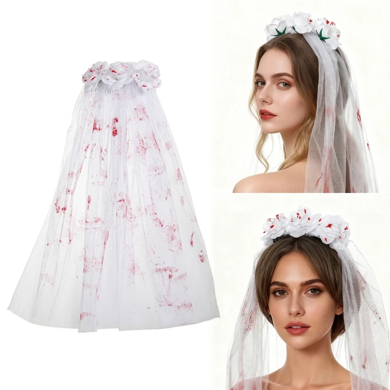 أنماط الفيكتوري الدموي روز شبكة وشاح الرأس هالوين القوطية تحت عنوان الحجاب الطرف للنساء وعشاق الأزياء