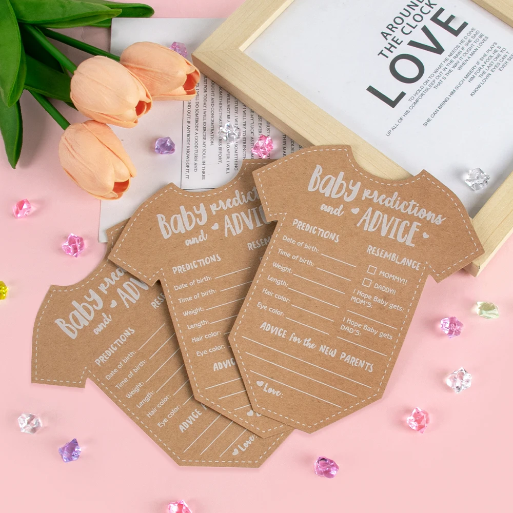 クラフト紙の洗礼カード,性別を明らかにするパーティーの好意,ベビーシャワー用品,パーティーの好意,10個,20個