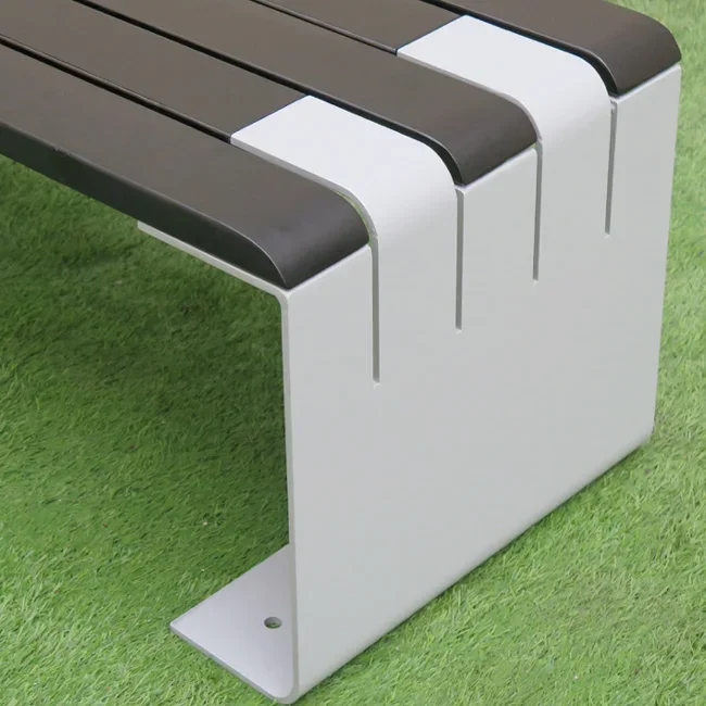 Outdoor Urban Street Modern Design Metal Wooden Bench Garden Park Pubic Steel Bench Custom Leisure Long Bench