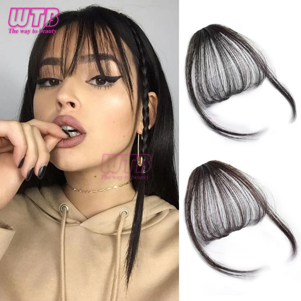 

WTB Synthetic Air Bangs Thin Fringes Natural Straigth Synthetic Neat Hair Bang Accessories For Girls Invisible Natural 4 Colors