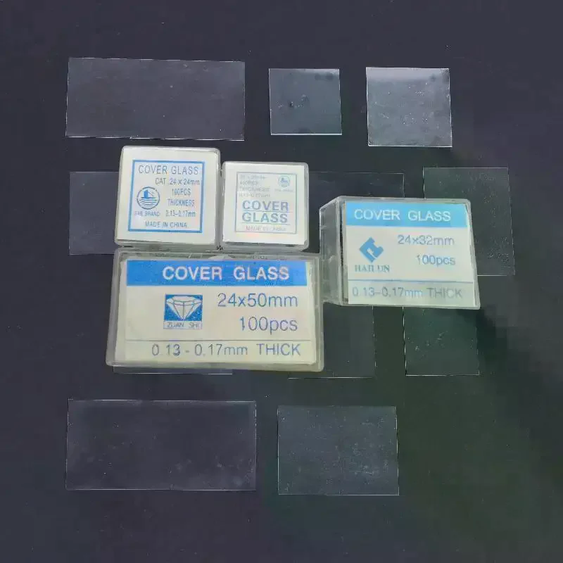 100Pcs Microscope DIY Accessories Transparent Slides Coverslips Coverslides Cover Glass 18x18 20x20 22x22 24x24 24x32 24x50mm