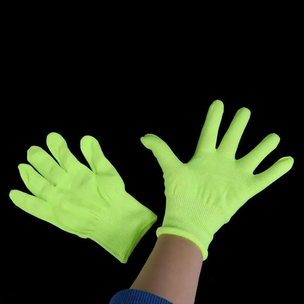 1 Pair Work Gloves Durable Fluorescent Gloves Anti-Slip Elastic Green Gloves Flexible Breathable Neon Glove Party Supplies