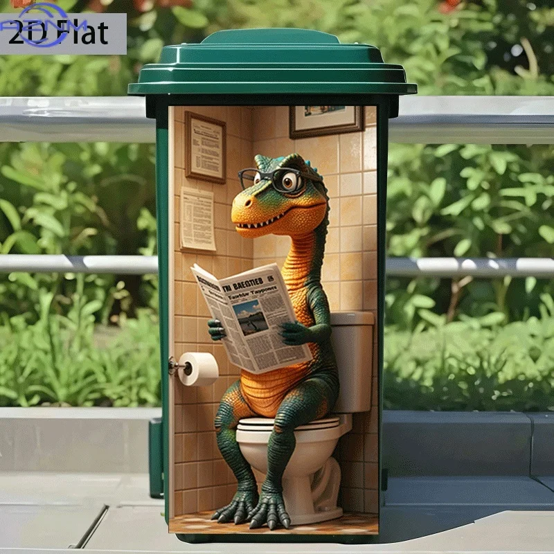 1pc of Trash Can Sticker, , Featuring a Dinosaur Theme for Reading While Using The Restroom, Self-Adhesive Wall Decoration for