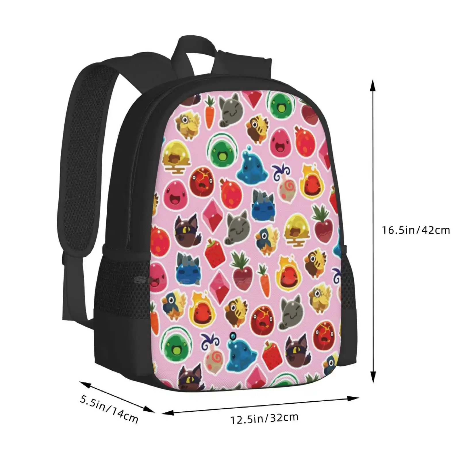 Cute Pink Slime Rancher Pattern Pattern Design Bag Student'S Backpack Slime Rancher Video Games Gamer Girl Chickadoo Hen Hen