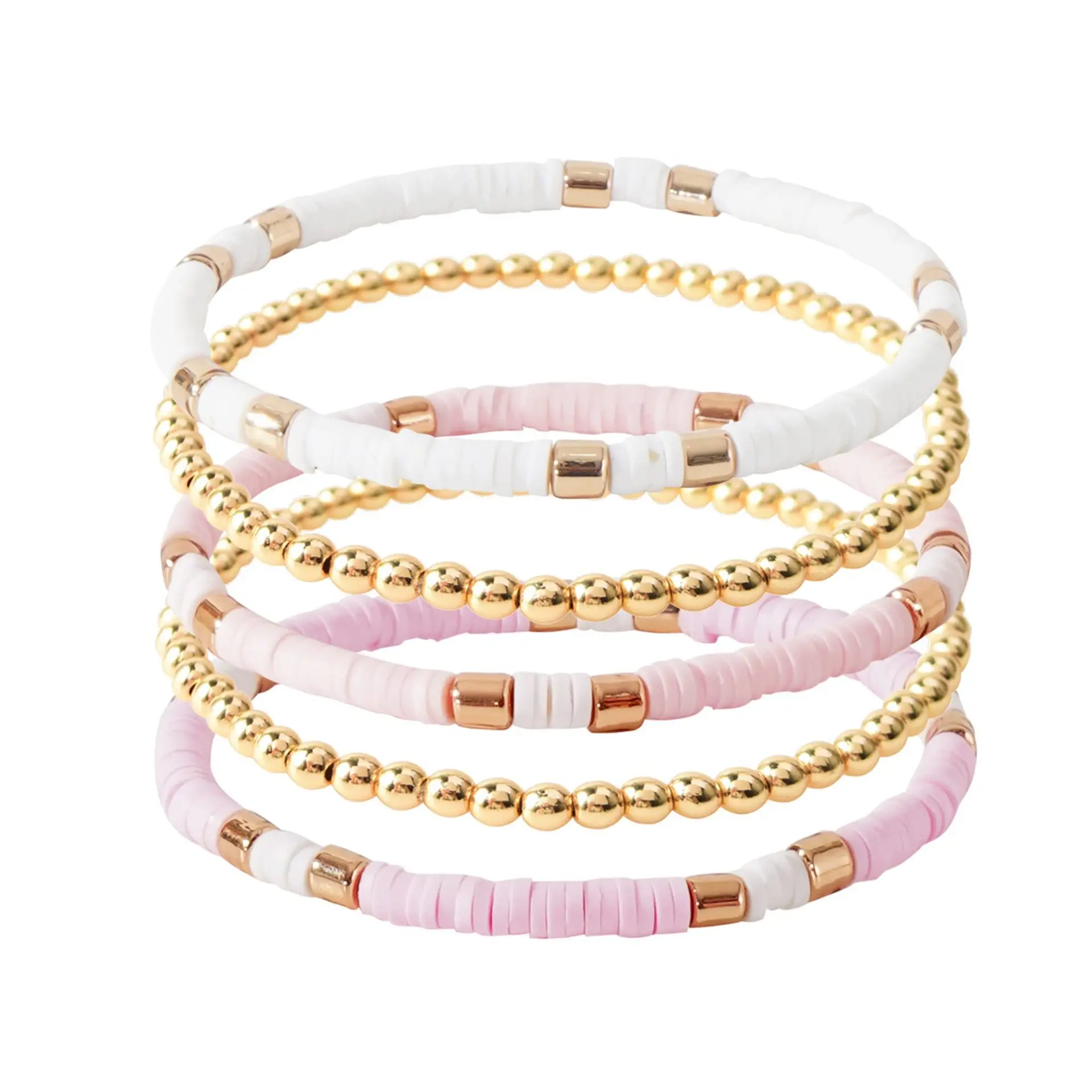 New Bohemian 5-color Soft Ceramic Sliced Bead Separated Friends Family Couple Soft Ceramic Bracelet Set Wholesale