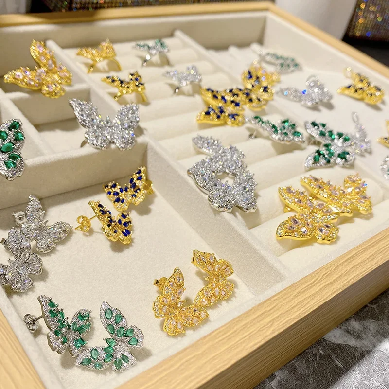 

MDL Moissa!ite StylePaparacha Pink Gemstone Butterfly Ring Fluttering Gold Plated Unspecified Setting Zirconia Ring For Women