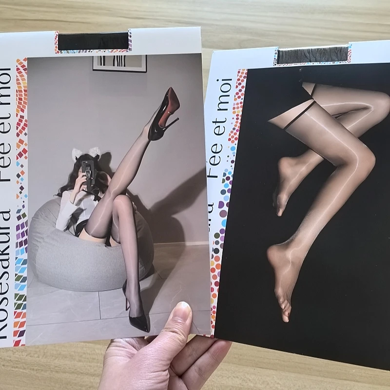 

Stretchy Nylon Thigh High Stockings With Retail Packaging Women Sexy 1D Ultra Thin Transparent Oil Shiny Back Line Seamed Medias