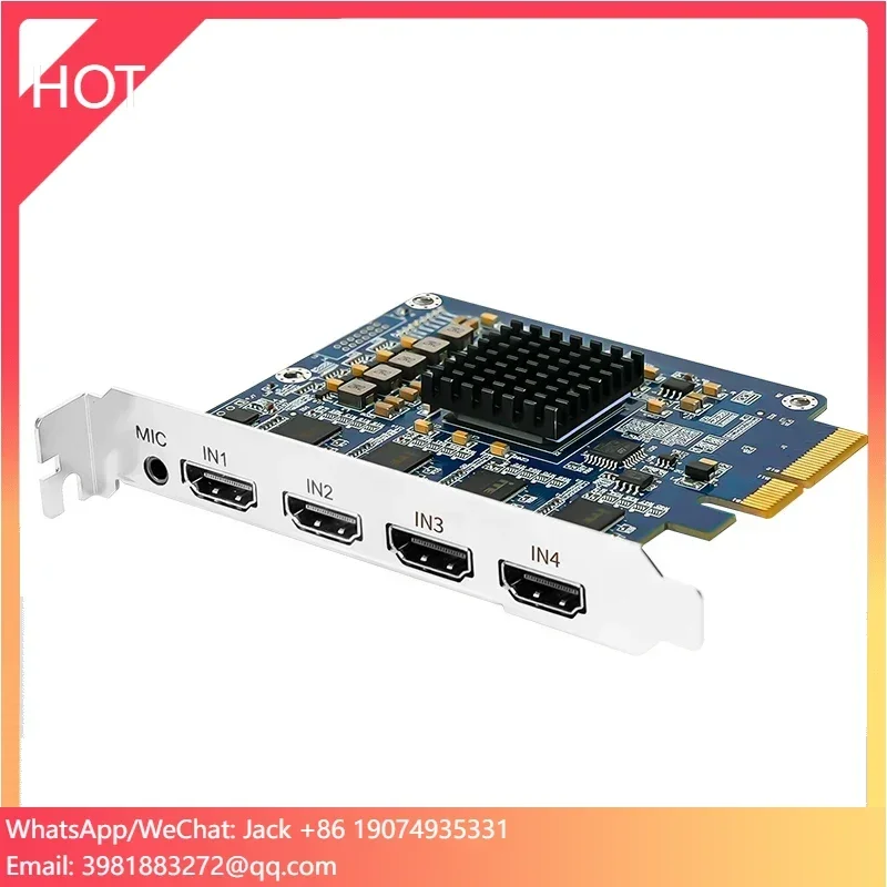 การ์ดจับภาพวิดีโอ 4 ช่อง 1080p60 PCIe สำหรับ Vmix, OBS, การถ่ายทอดสด, เกม, การบรรยาย, โบสถ์, ไลฟ์สตรีมมิ่ง, เว็บคาสติ้ง