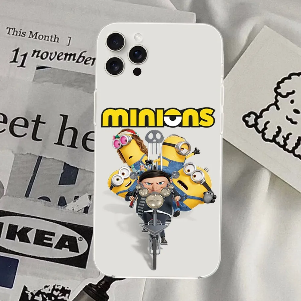 BEAST KINGDOM  Cute M-Minions Phone Case For iPhone Mini Plus 11 13 12 14 15 16 Pro XS Max Transparent Shell