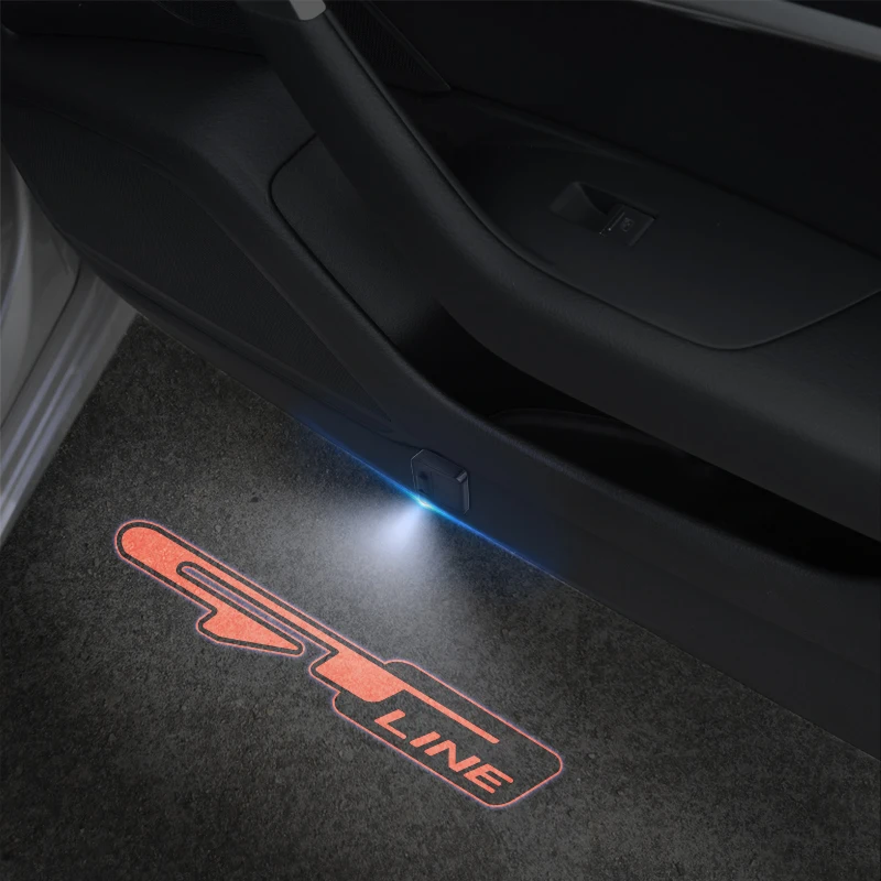 For Hyundai Peugeot GT Line Emblem Sportage R Ceed Sorento Car Door Light Welcome Lamp Wireless Laser Projector Auto Decoration