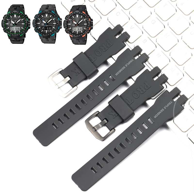 Resin Watch Accessories For Casio PRW3000 PRW6000 PRW6100 PRG300 Mens Rubber Replacement Band Strap Sports Waterproof Bracelet