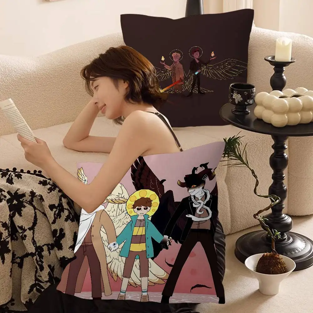 Cartoon Good Omens TV Personalized Pillow Cover Kids Bedroom Wild Party Decor Pillowcase kid Birthday shower Gift