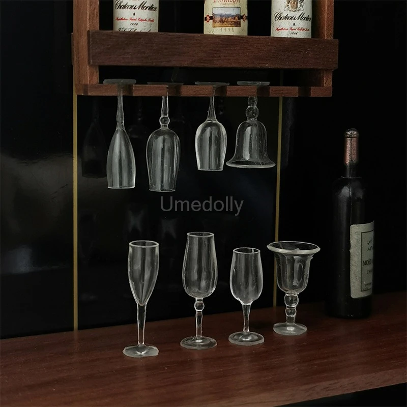 4PCS 1/6 Scale Miniature Dollhouse Wine Glass Mini Champagne Flute Play Kithcen for Blyth BJD Doll Accessories Toy