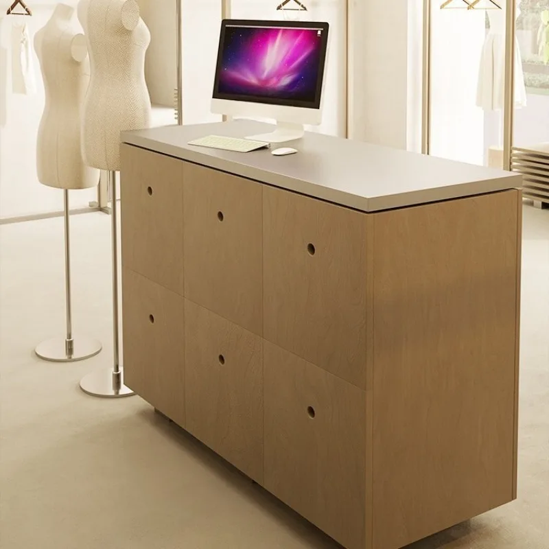 

Log color flowing water platform women's clothing store front desk Nakajima platform shoe bag storage display rack