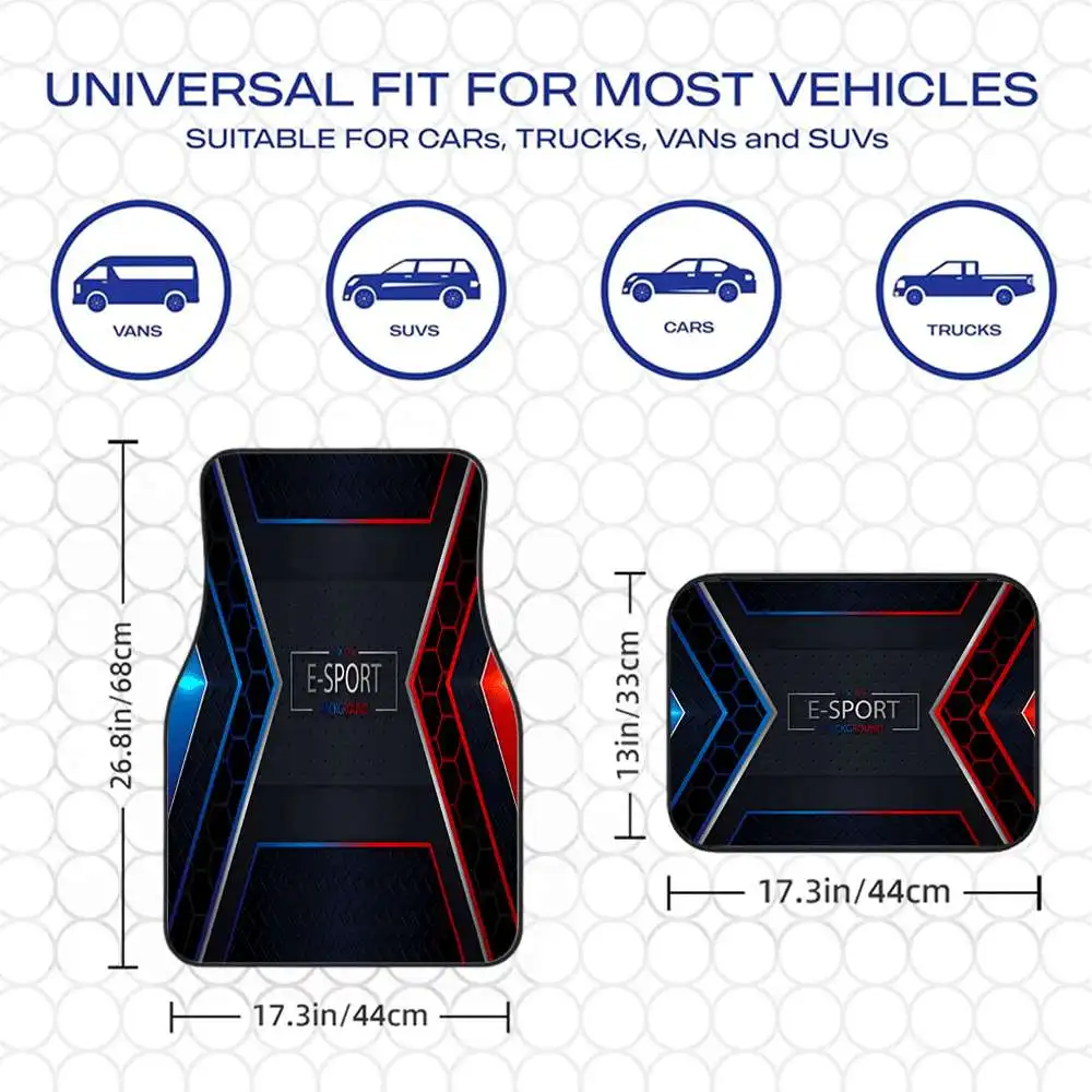 2pcs/4pcs Cool Car Floor Mats | Durable Polyester Fiber, Universal Fit For Sedans, Trucks, SUVs, Ideal For Car Interior Addition