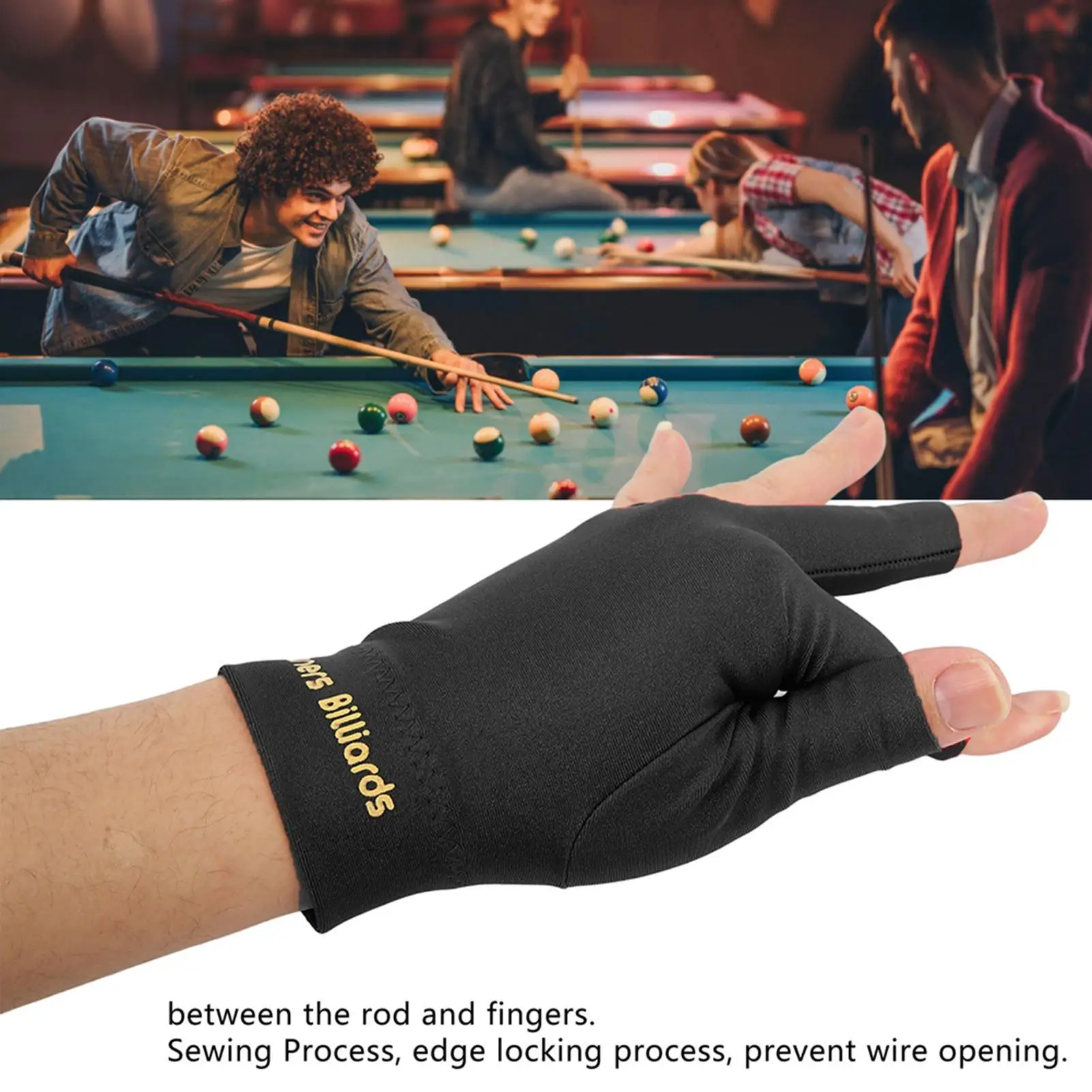 3-Finger Billiard Pool Gloves for left & Right Hand - Breathable Snooker Shooter's Sport Gloves