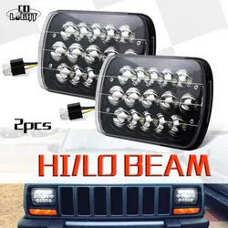 HL 5x7 Inch LED Car Headlight For Wrangler YJ Rectangular High Low Beams H4 Car Headlamp 6000K LED Drving Light off-road use