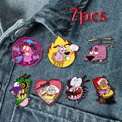 Cute Cartoon Courage Cowardly Dog Enamel Brooch Creative Animal Pink Lapel Pin Badge Backpack Clothing Hat Accessories Gift