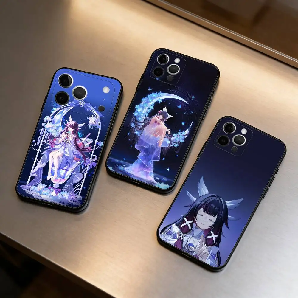 

G-Genshin columbina Soft Silicone Black Cover,Phone Case For iPhone 17,16,15,14,13,12,11 Plus,Pro Max,XS