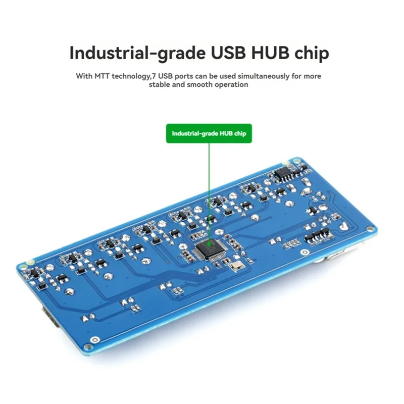 HUB USB Industrial, adaptador HUB de expansión de puertos USB 2,0 de 7 canales para Win11/10/8 Linux con adaptador de corriente de 5V