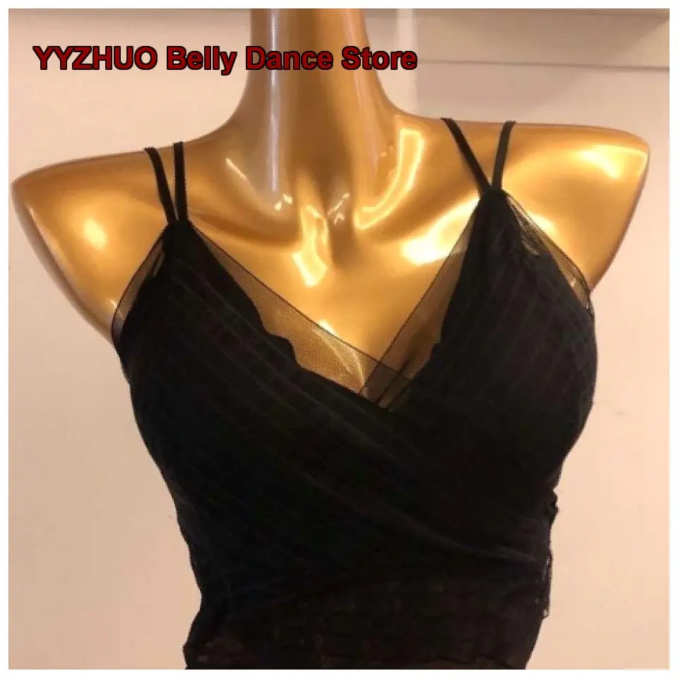Latin Modern Sexy Bralette with Pads Women's Off-Shoulder Dance Teaching Art Exam Top With Cups