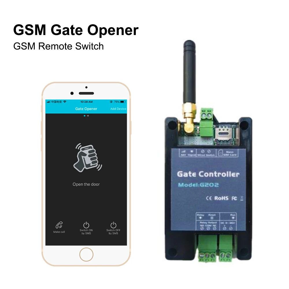 GSM 2G Remote Control G202 Single Relay Switch For Sliding Swing Garage Gate Opener