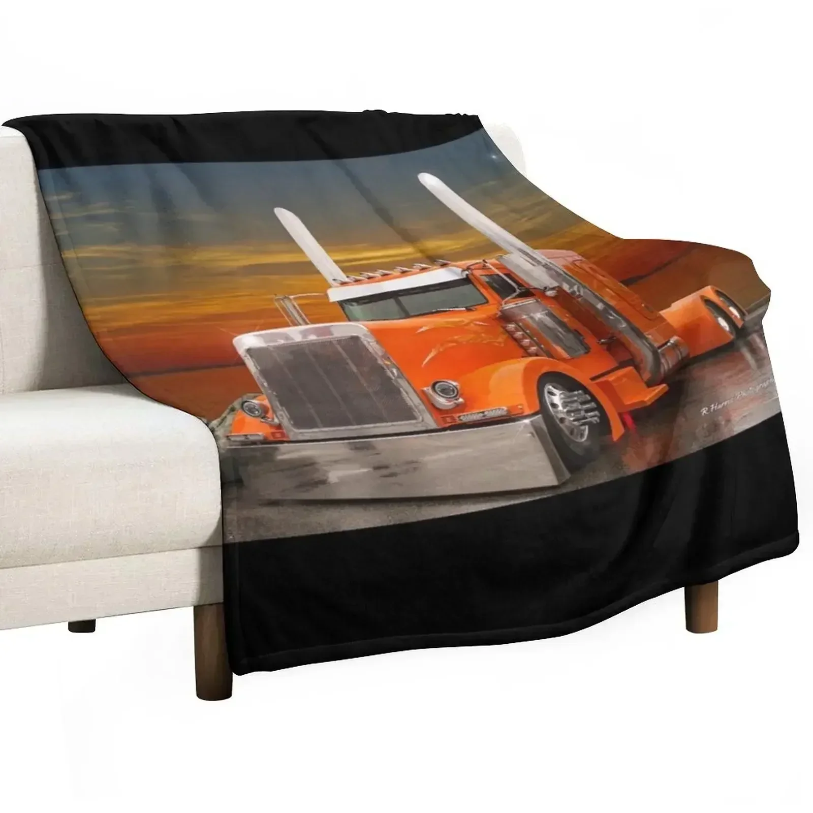 Orange Peterbilt Throw Blanket Single For Baby Cute Decorative Throw Blankets