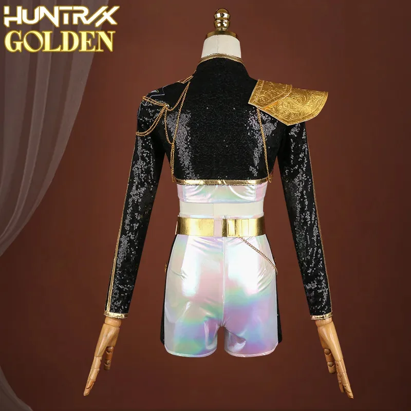 CyKPop شيطان الصيادين رومي تأثيري حلي الذهب الأسود المرحلة زي موحد Huntrix أداء الزي حفلة الهالوين النساء فتاة #3