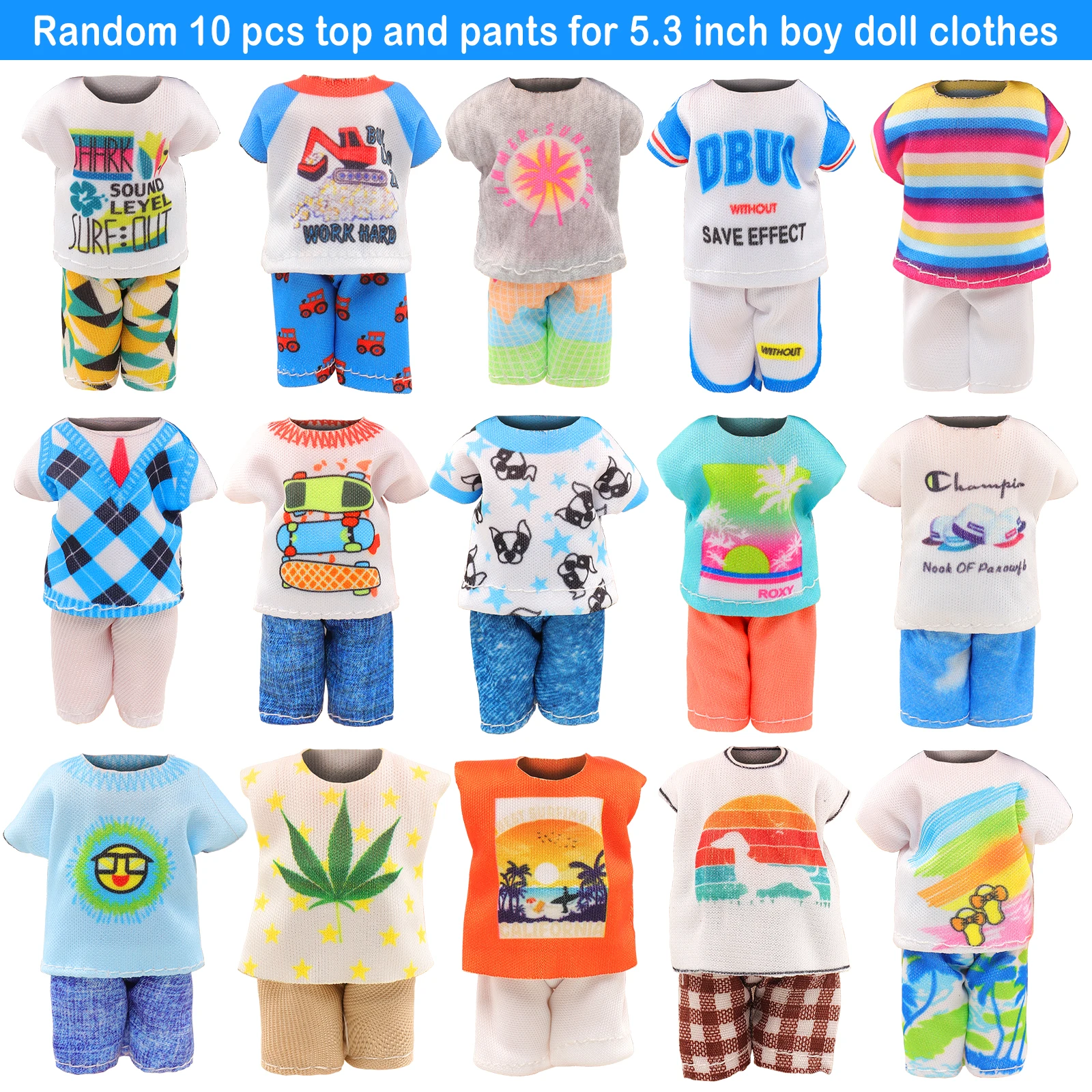 Barwa New Handmade 10 Pcs Fashion Boy Doll Top Pants Clothes 2 Shoes For 5.3 inch Doll Toys Boy birthday Gift