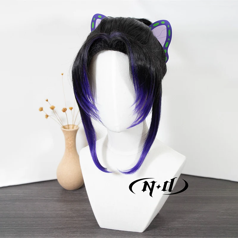 ND 코쵸 코쵸 코스프레 가발 헤어피스 귀멸의 칼날 애니메이션 코스프레 헤어 가발 내열성 합성 코믹콘 코스터용