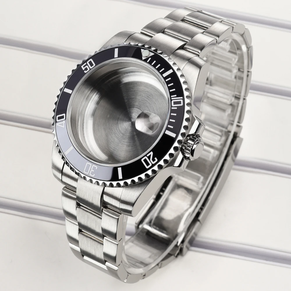40mm NH35 Gehäuse Saphir für GMT SUB Yacht NH34 NH35 NH36 4R 7S Miyota8215 DG2813 ETA2824 Gebürstetes Oyster-Armband 2813 Uhrengehäuse – Detail 11