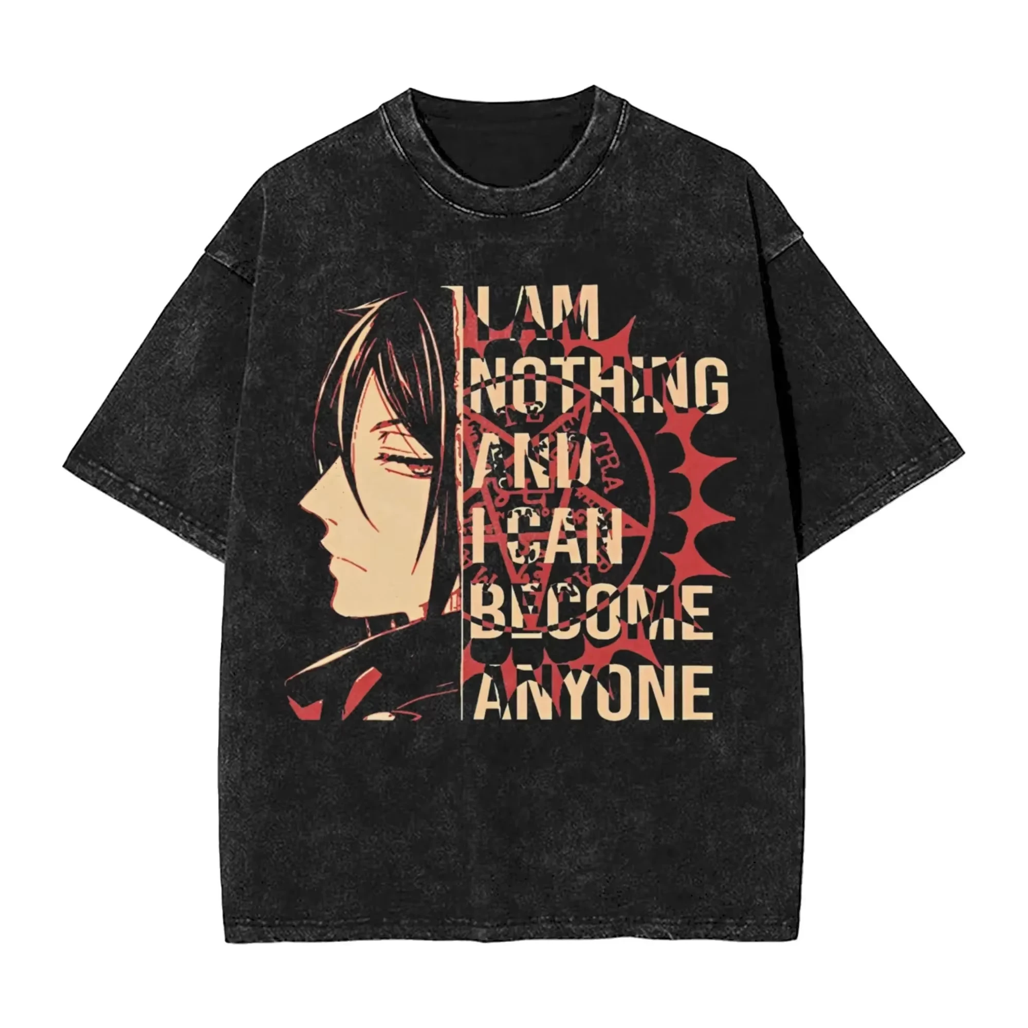Anime Black Butler Graphic T-shirt For Men Women Clothing Summer Soft Cotton Short Sleeve Tees Vintage Washed Oversized T Shirt - view 3