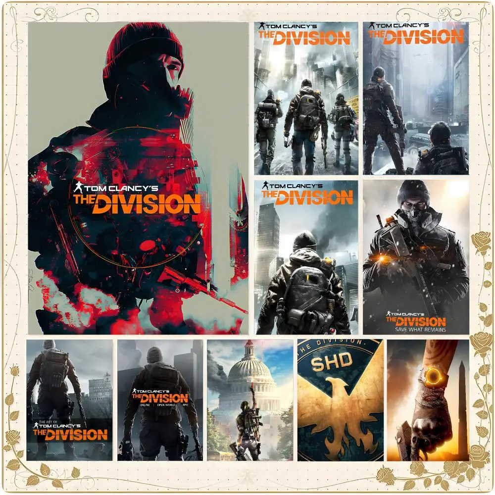 Gritty Tactical Game T-Tom Clancys The Division Poster Framed Wall Art Painting for Living Room Interior Decor and Gift Options