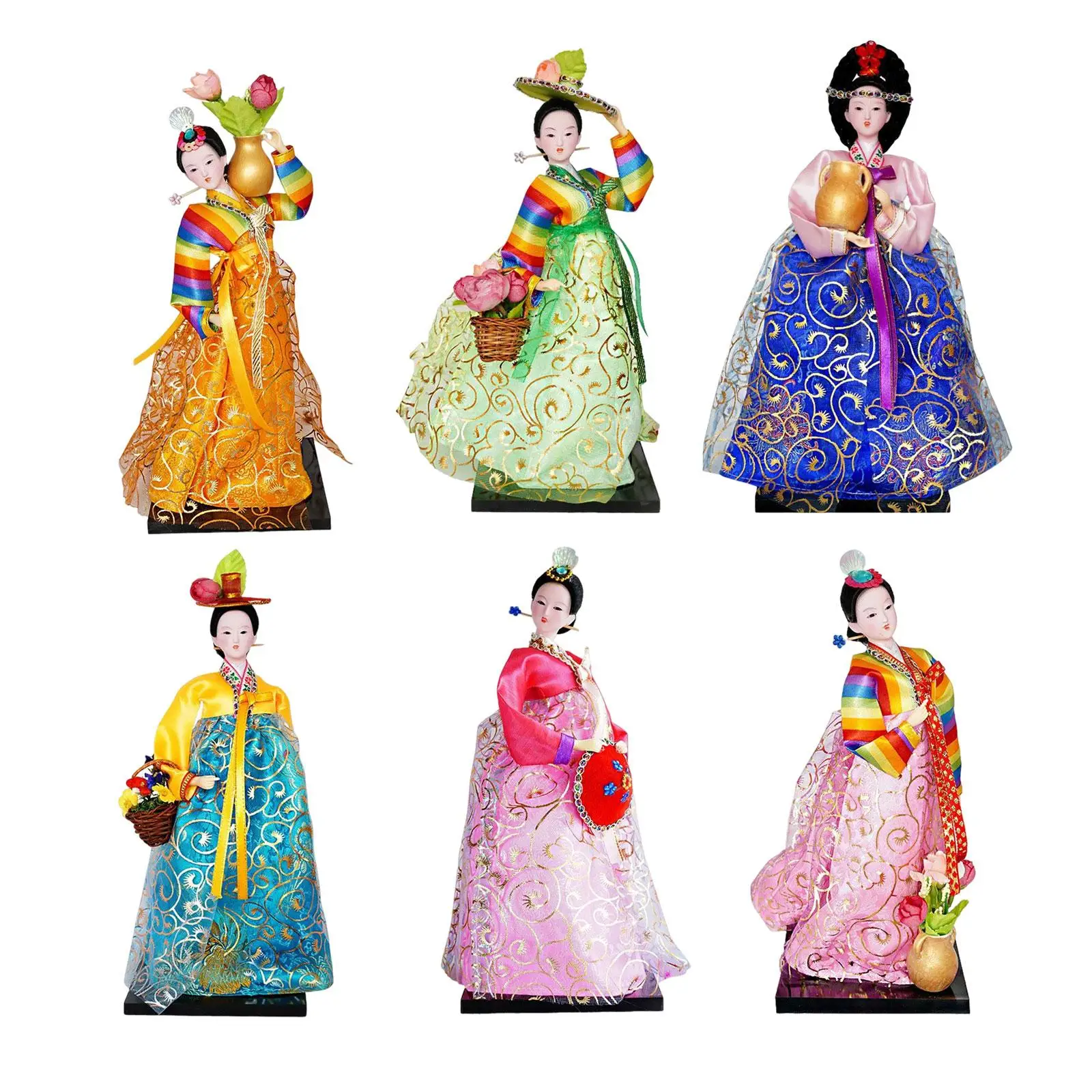 Korean Geisha Figurine Hanbok Dolls Geisha Girl Collectible Figurines Traditional Korean Hanbok Geisha Doll for Home Decoration